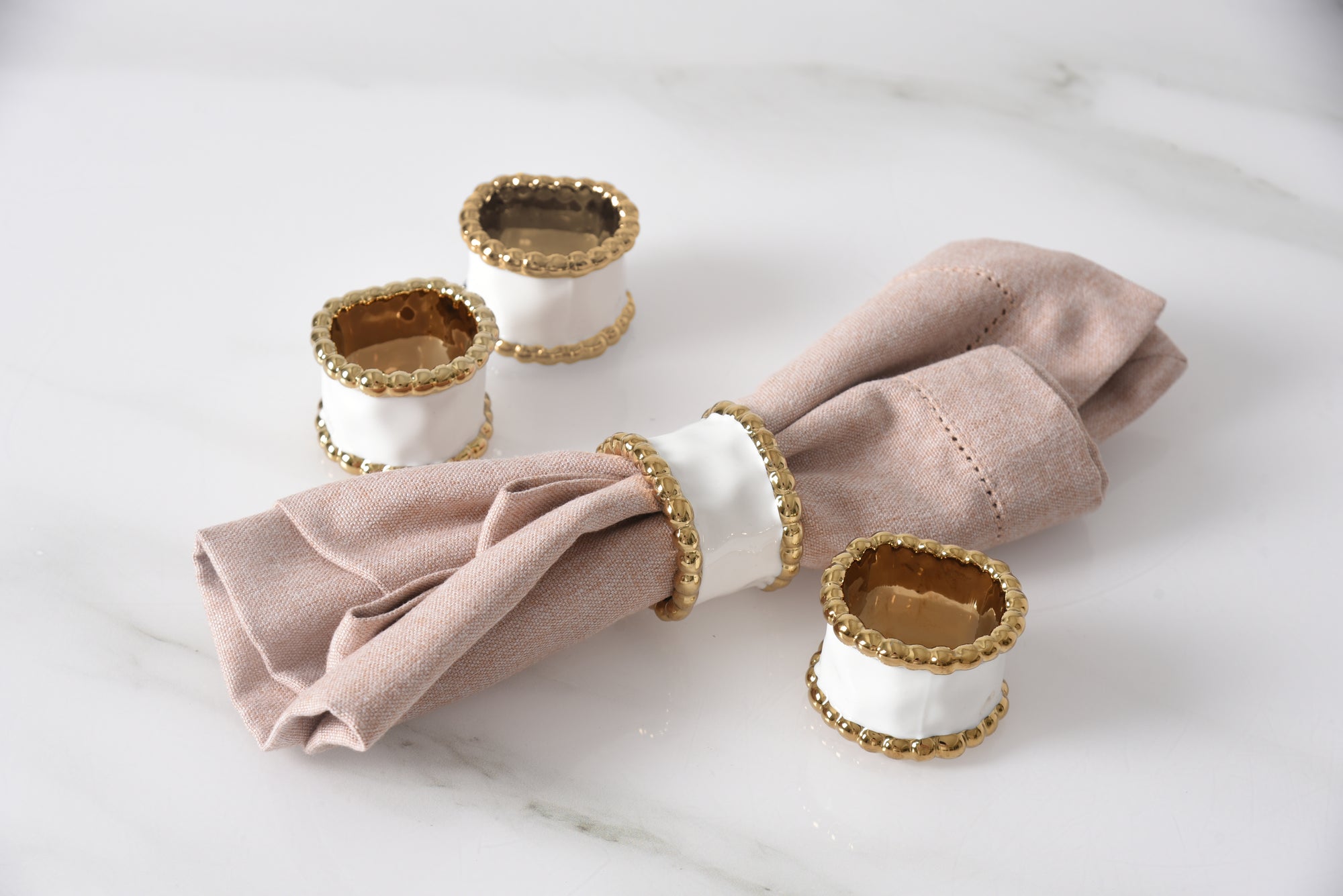 Pampa Bay Golden Salerno Napkin Rings - set of 4