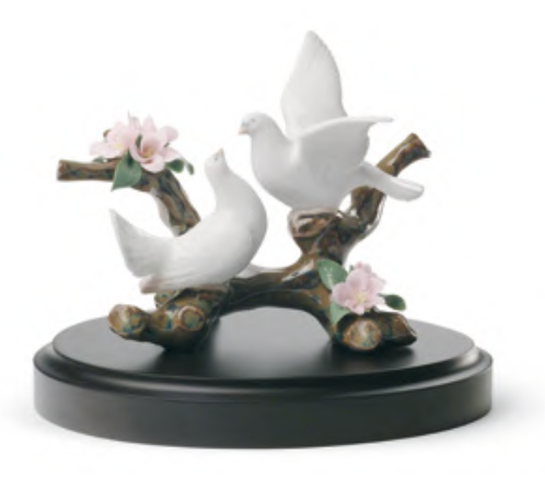 Lladro Doves On A Cherry Tree