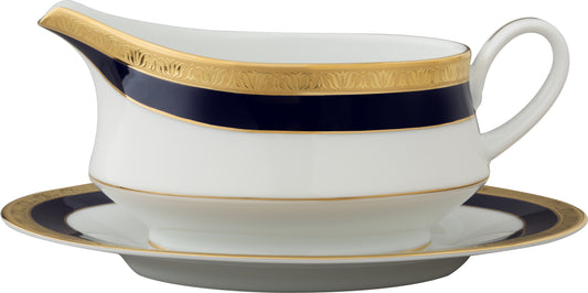 Legacy Cobalt Gold Gravy Boat with Tray