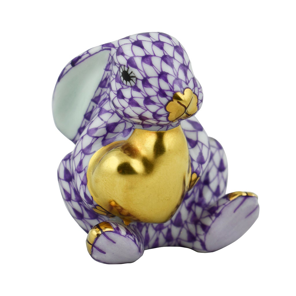 Herend Bunny with Heart | Lilac-collectables-Goviers