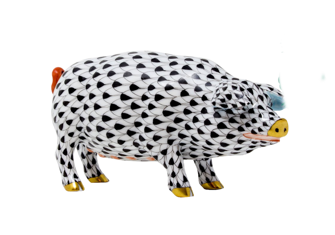Herend Pig | Black-Collectables-Goviers